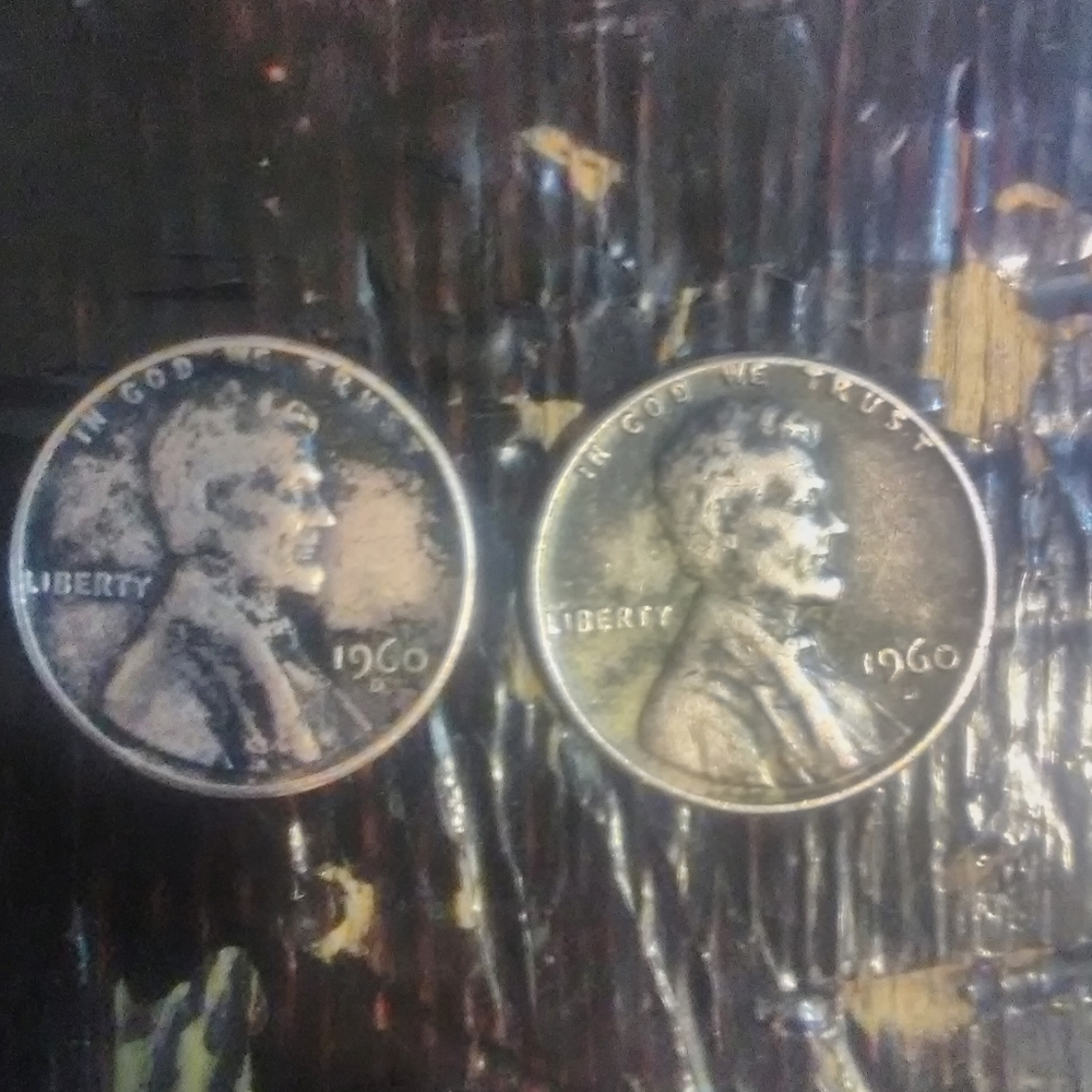1960 small nd large date pennies
